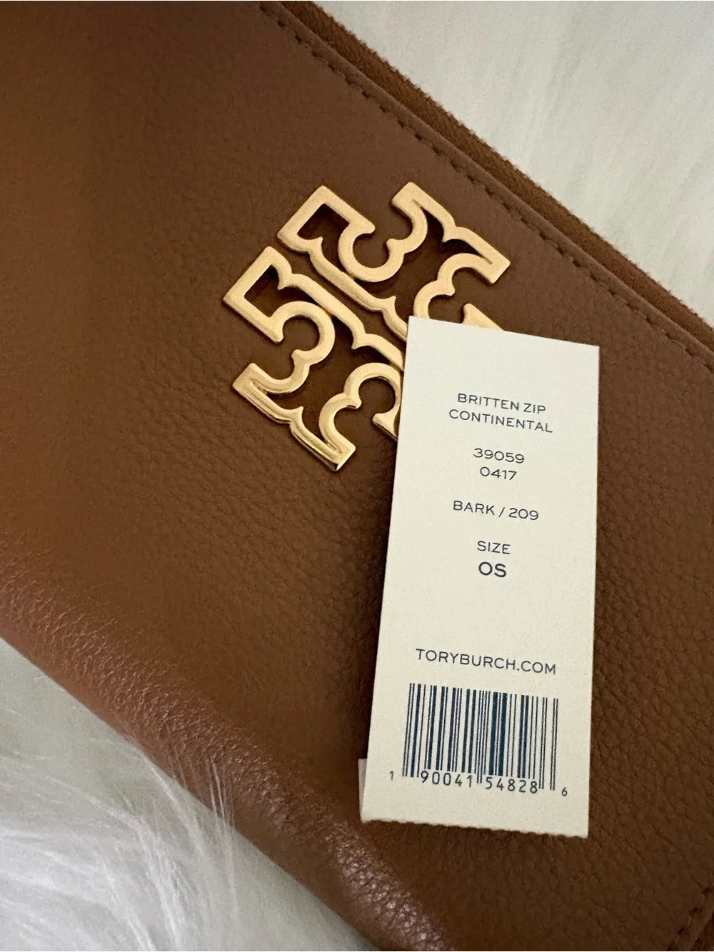 Tory Burch Caramel Brown Leather Zip-Around Wallet with Gold Logo